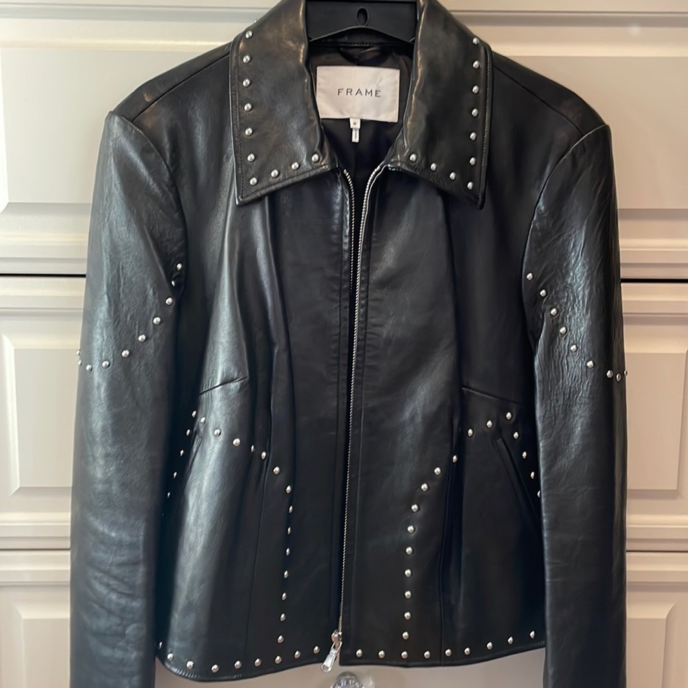 Frame leather jacket with stud detail